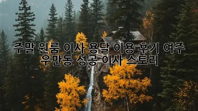 주말 원룸 이사, 용달 이용 후기: 여주 우만동 성공 이사 스토리!